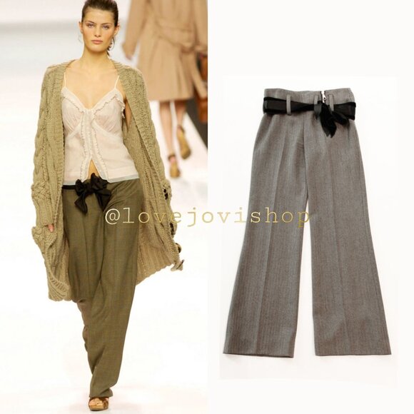 Grail Item! Chloé Runway Wool Pants | Fall 2004 Phoebe Philo Y2K Era w Sash Belt - Picture 1 of 11